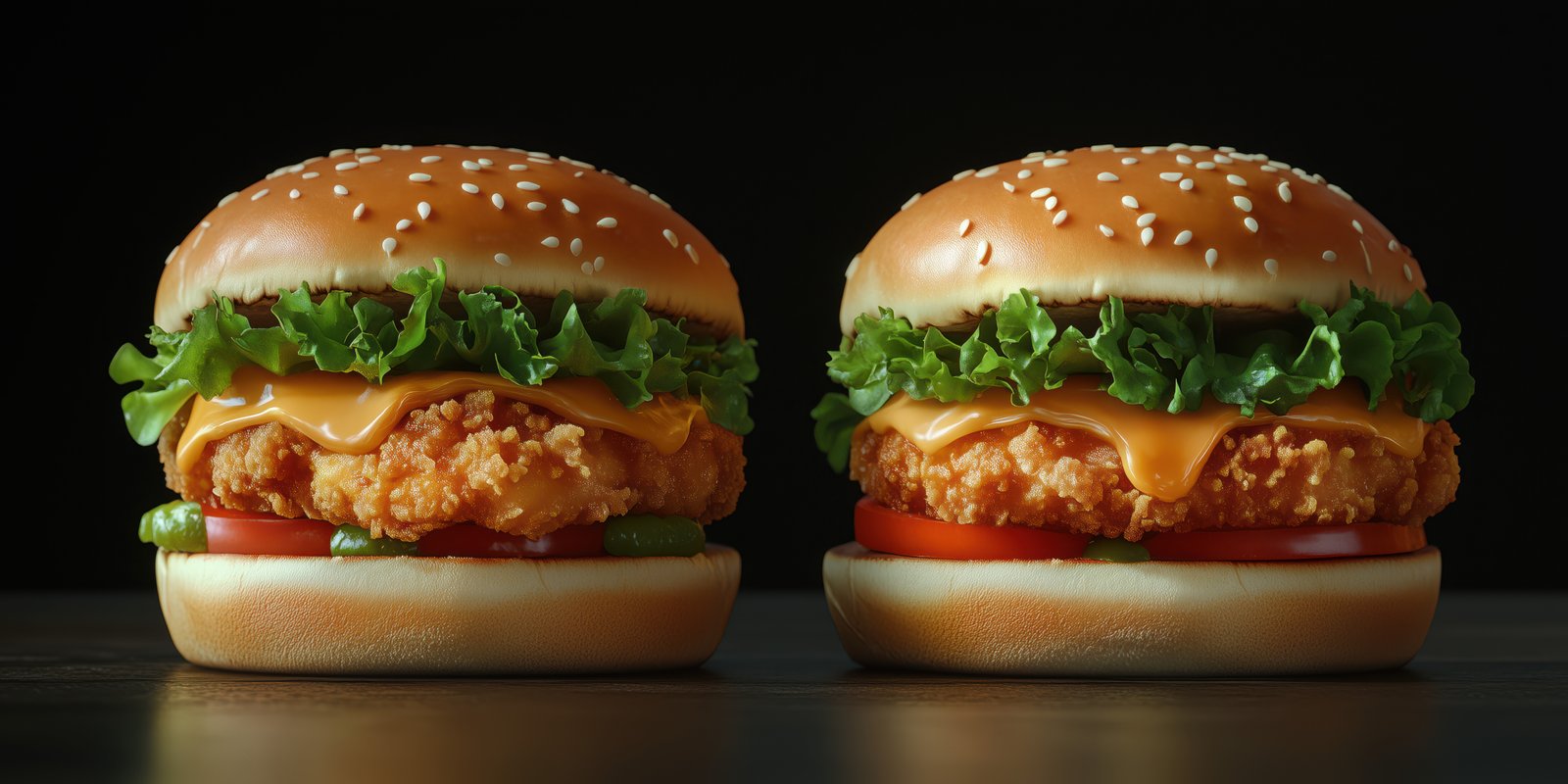 Deliciously crafted chicken sandwiches with fresh toppings served on sesame seed buns